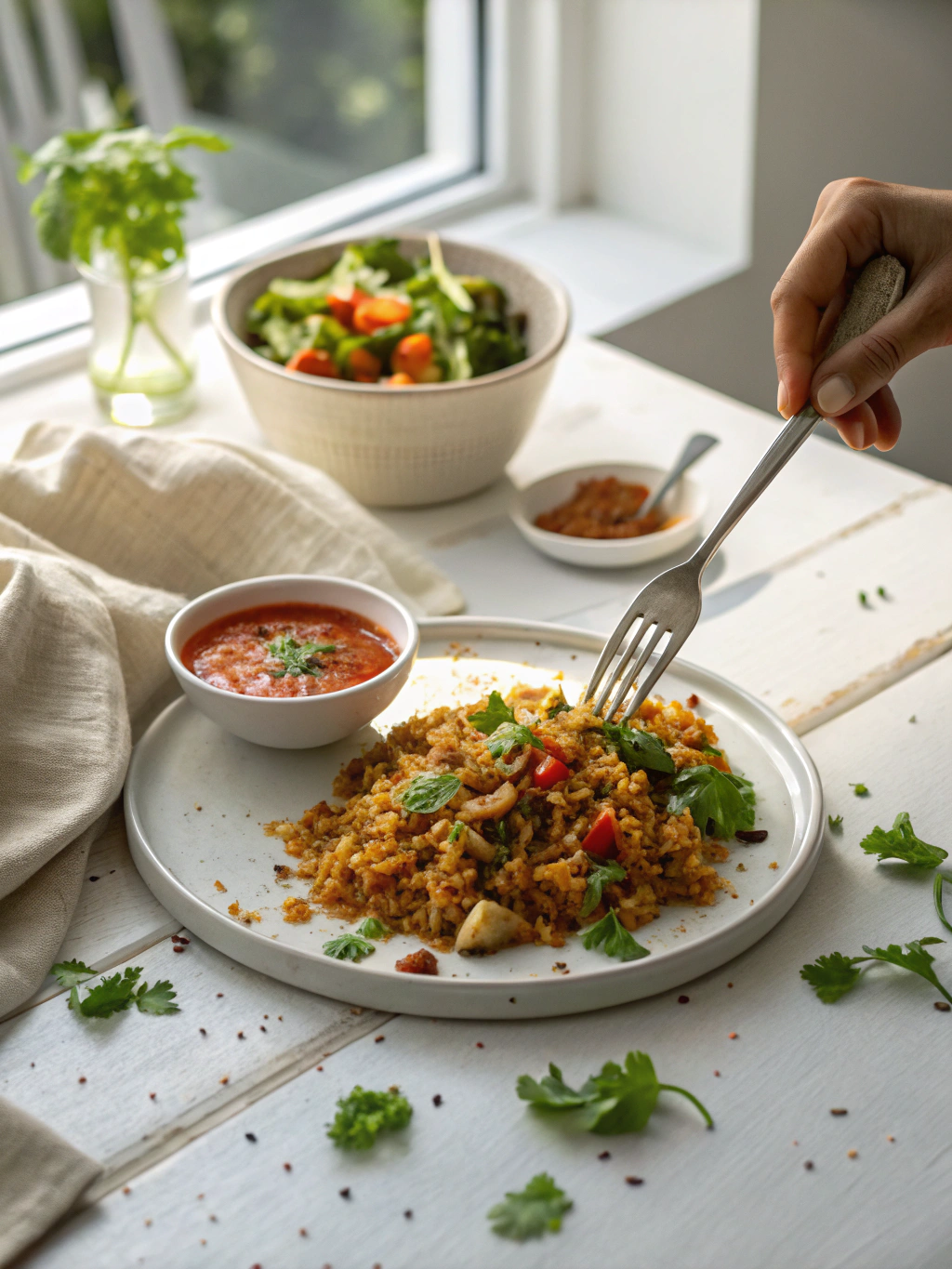 worstvlees en rijstpan serving suggestion