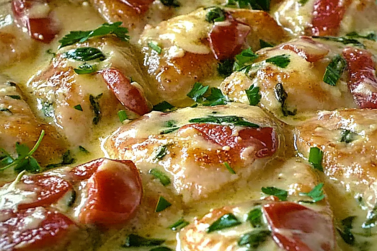 Hähnchen Spinat Parmesan Sosse