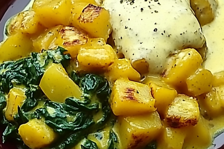 Kartoffelcurry met Spinat