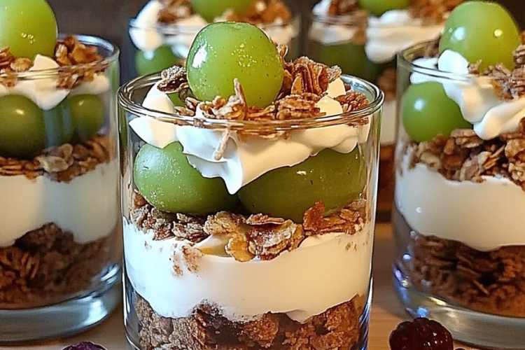 Schichtdessert mit Weintrauben