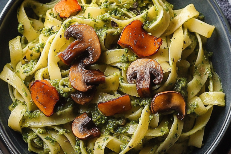 pesto pasta met champignons