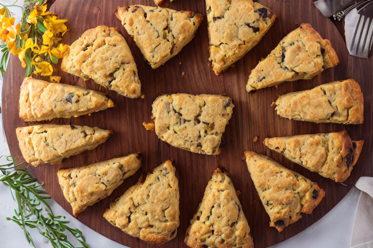 Bacon Cheddar Scones final dish beautifully presented and ready to serve