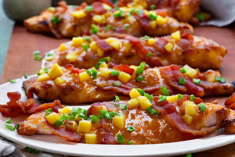 Bacon Pineapple BBQ Chicken final dish beautifully presented and ready to serve
