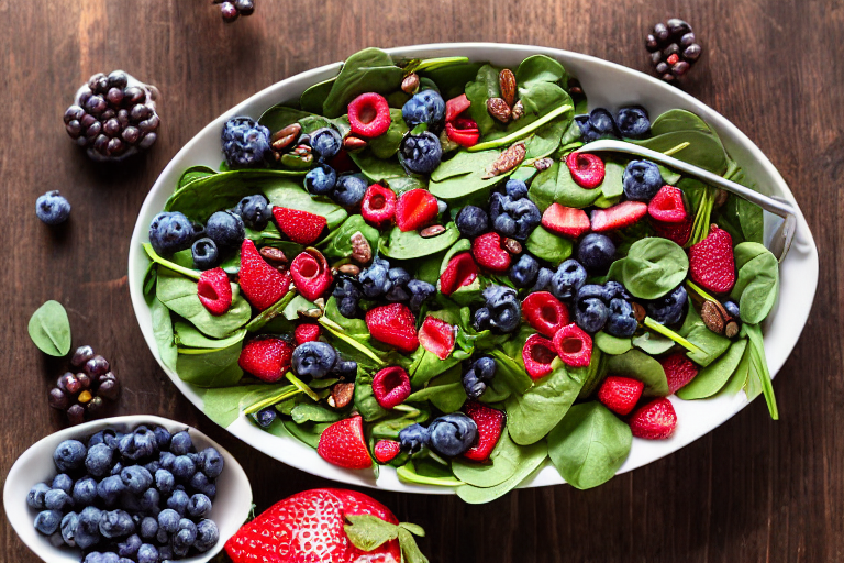 Berry Spinach Salad final dish beautifully presented and ready to serve