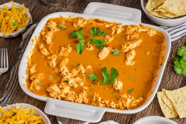 Buffalo Chicken Dip final dish beautifully presented and ready to serve