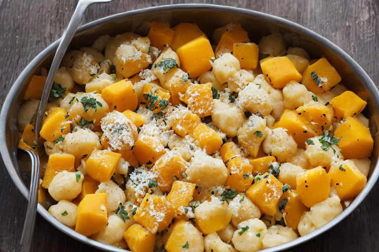 Butternut Squash Gnocchi final dish beautifully presented and ready to serve