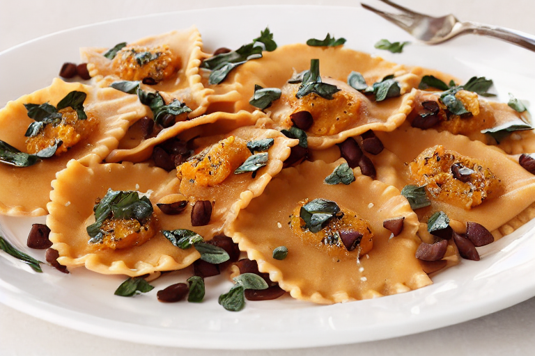 Butternut Squash Ravioli final dish beautifully presented and ready to serve