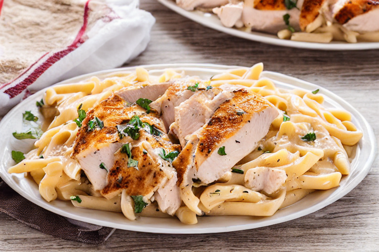 Chicken Alfredo Recipe final dish beautifully presented and ready to serve