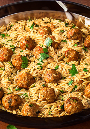 Chicken Meatballs with Orzo