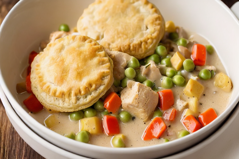 Chicken Pot Pie Biscuit Skillet final dish beautifully presented and ready to serve