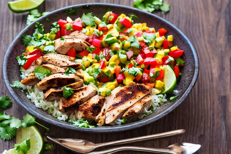 Cilantro Lime Chicken Bowls final dish beautifully presented and ready to serve