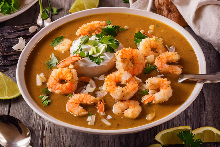 Coconut Shrimp Soup final dish beautifully presented and ready to serve