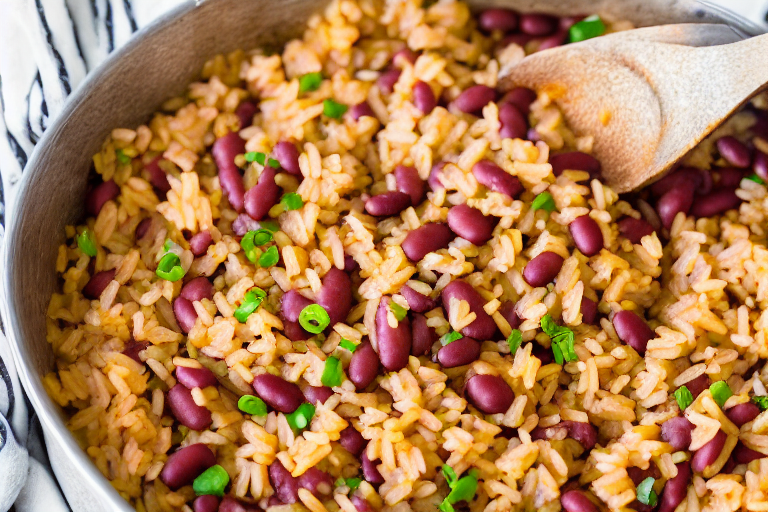 Cook Red Beans and Rice final dish beautifully presented and ready to serve