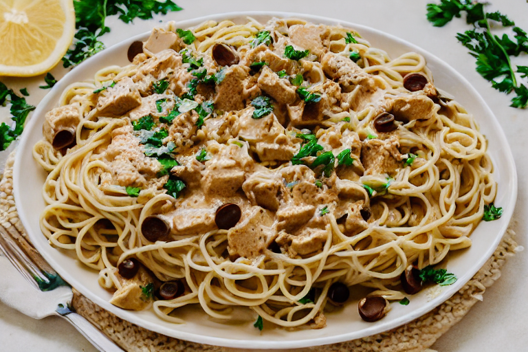 Creamy Chicken Spaghetti final dish beautifully presented and ready to serve