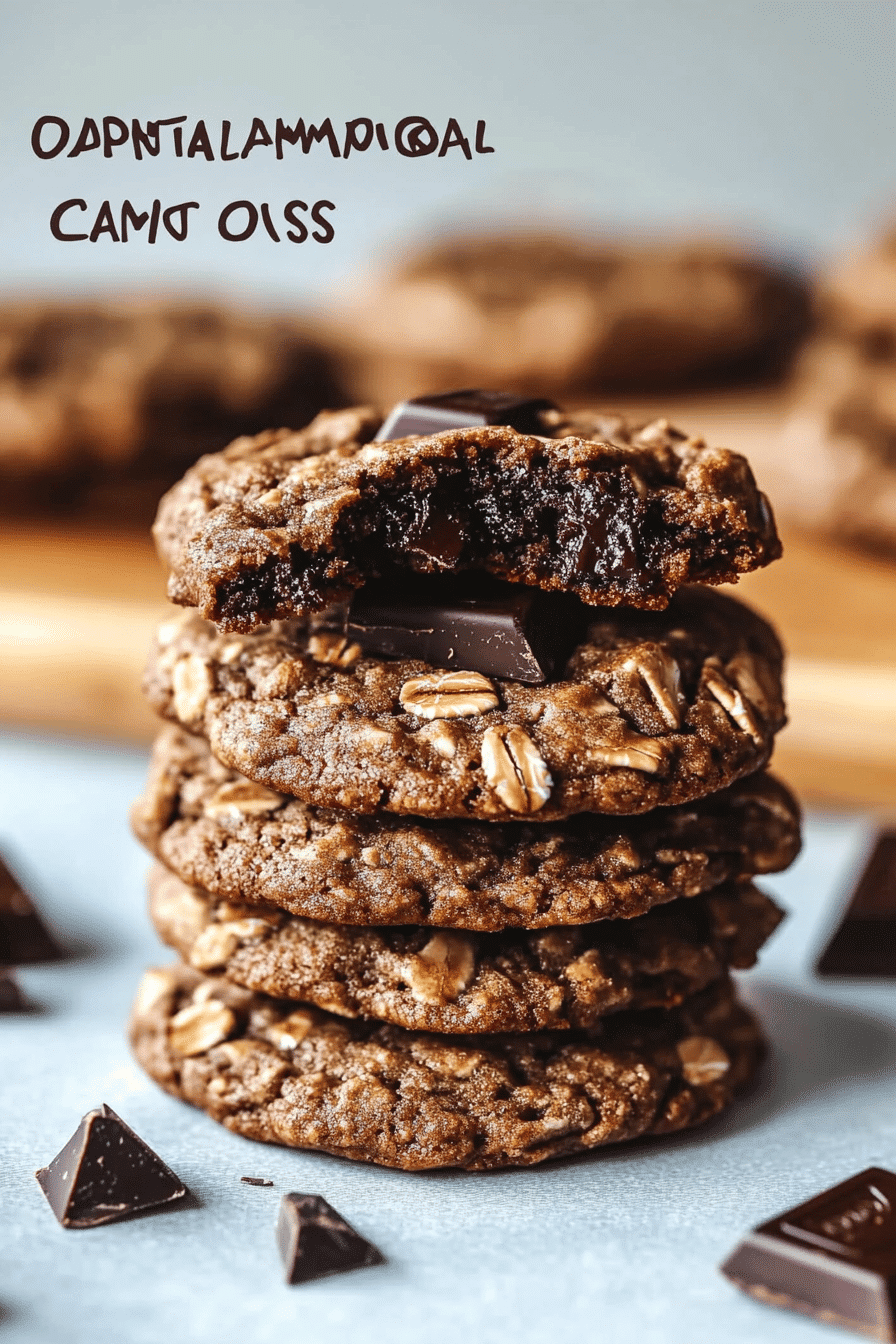 Dark Chocolate Oatmeal Cookies final dish beautifully presented and ready to serve
