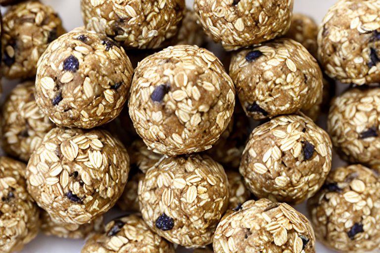 Energy Oatmeal Balls ingredients organized and measured on kitchen counter