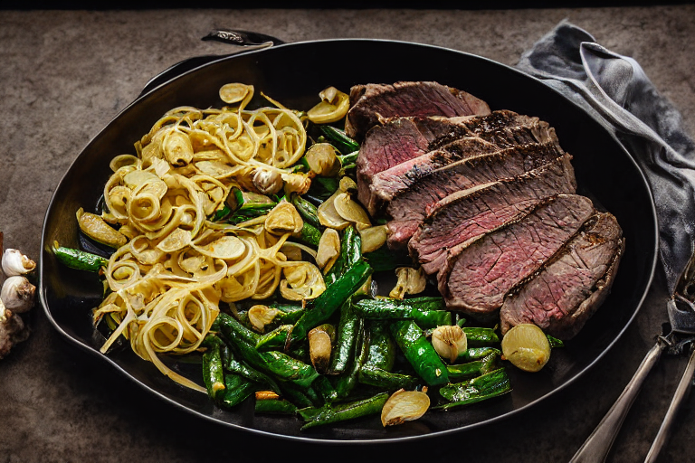 Garlic Butter Steak final dish beautifully presented and ready to serve