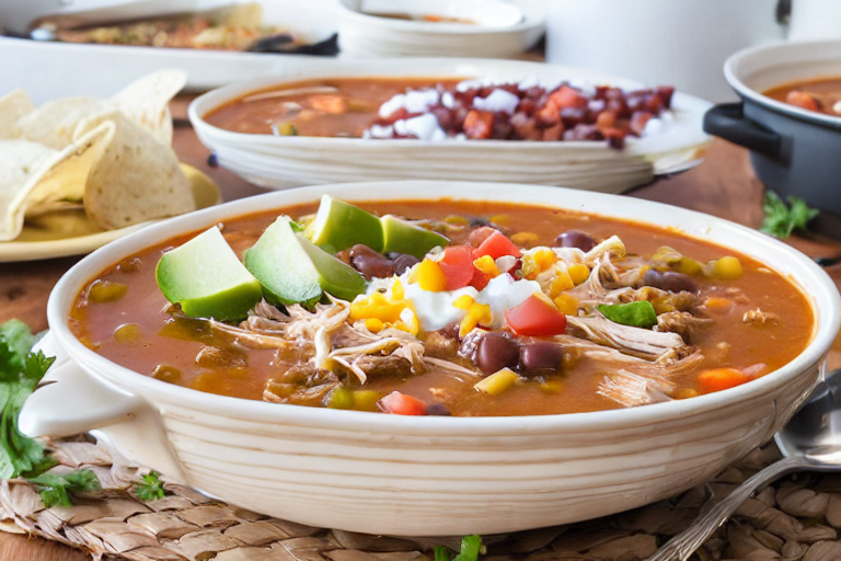 Instant Pot Chicken Taco Soup final dish beautifully presented and ready to serve