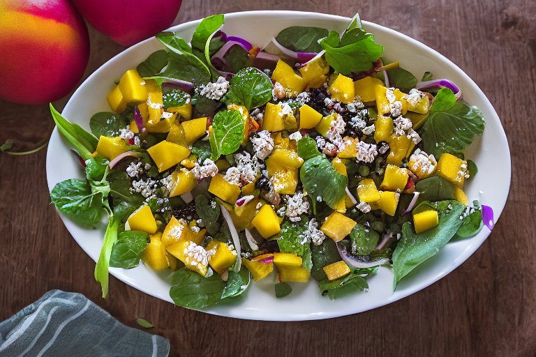 Mango Salad Recipe slice on plate showing perfect texture and swirl pattern