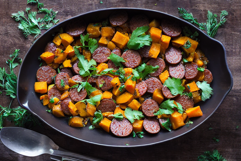 Sausage Butternut Squash Recipe slice on plate showing perfect texture and swirl pattern