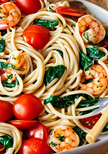 Shrimp Tomato Spinach Pasta