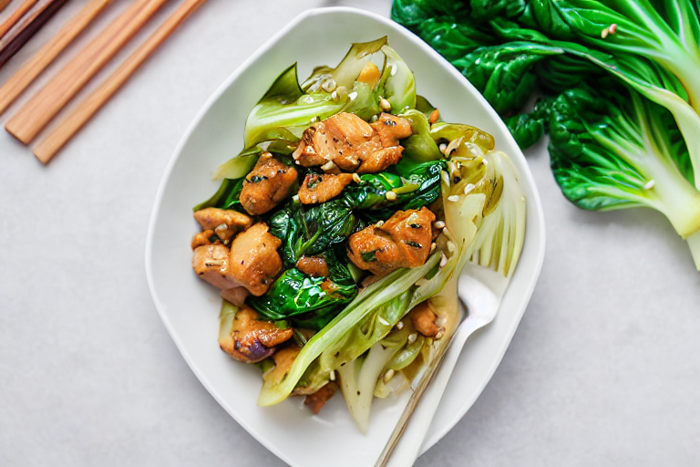 Stir-Fried Chicken Bok Choy slice on plate showing perfect texture and swirl pattern