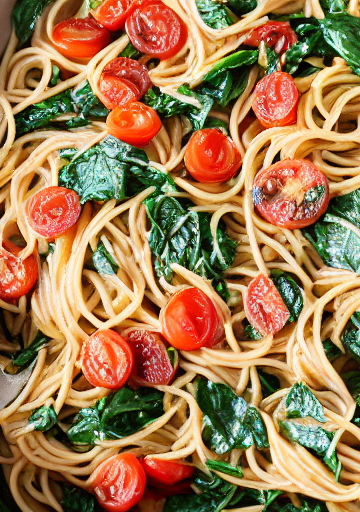 Tomato Spinach Chicken Spaghetti