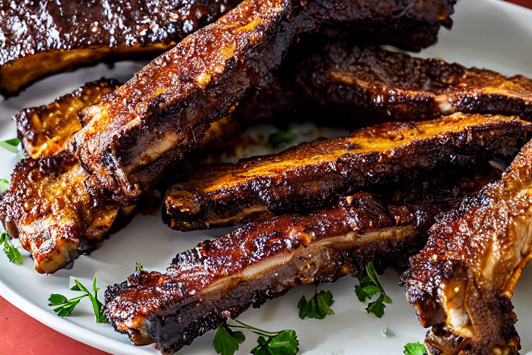 air fryer ribs slice on plate showing perfect texture and swirl pattern