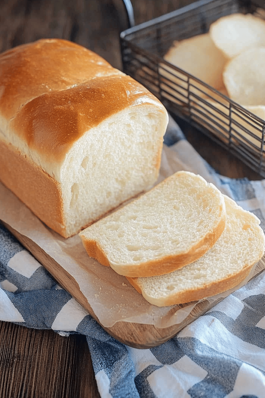 Amish white bread slice on plate showing perfect texture and swirl pattern