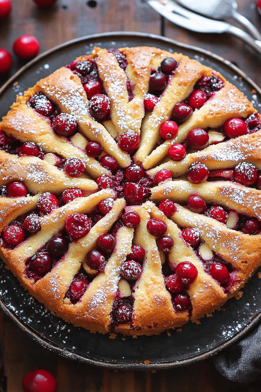 Apple Cranberry Cake slice on plate showing perfect texture and swirl pattern