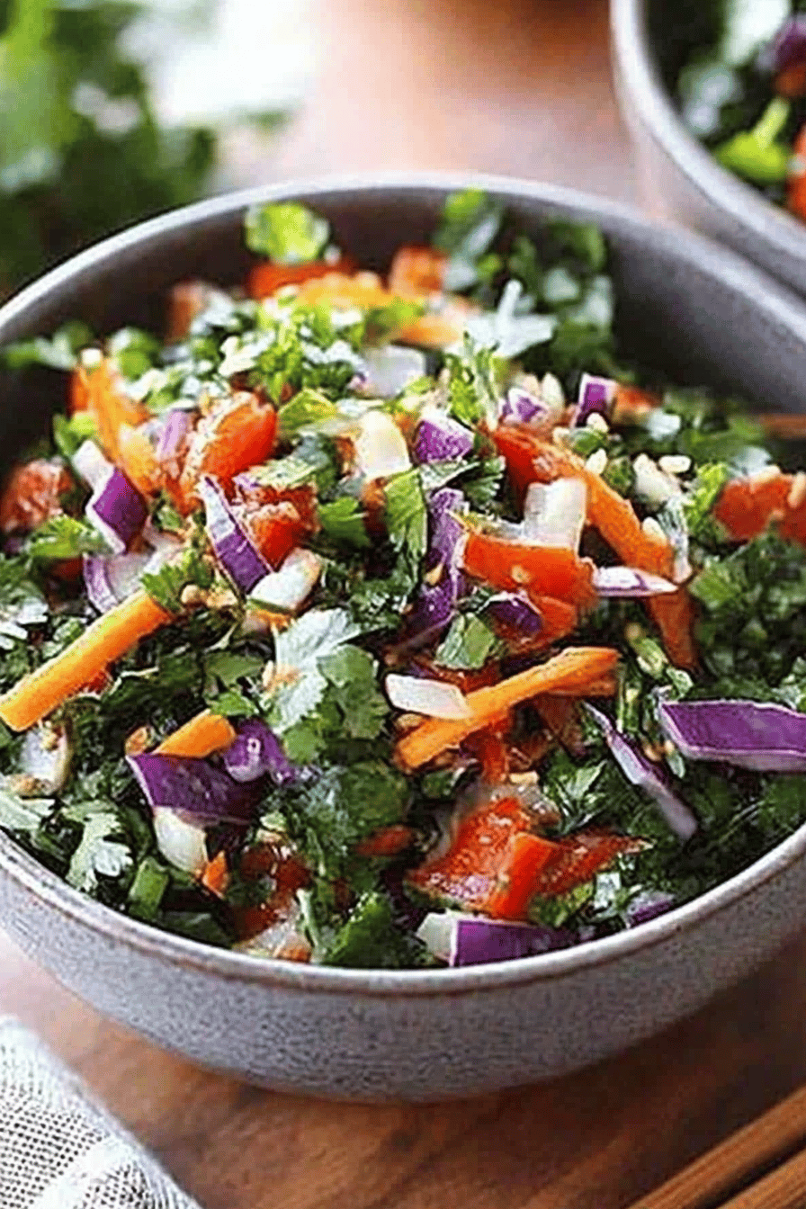 Asian Salad slice on plate showing perfect texture and swirl pattern
