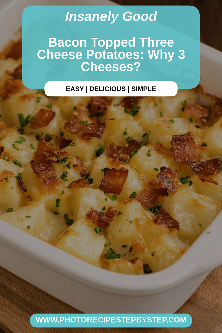 Bacon cheese potatoes final dish beautifully presented and ready to serve