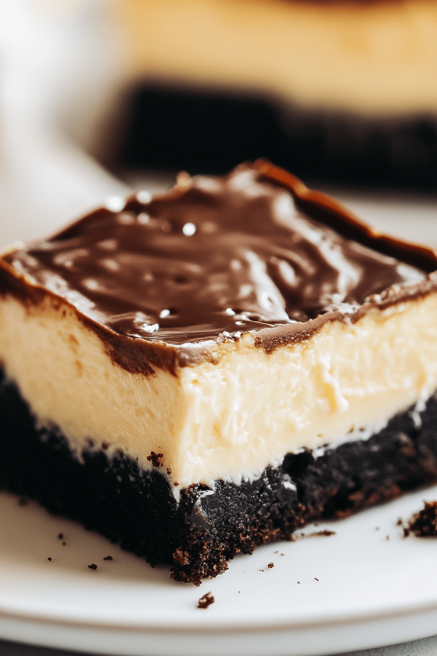 Baileys cheesecake bars slice on plate showing perfect texture and swirl pattern