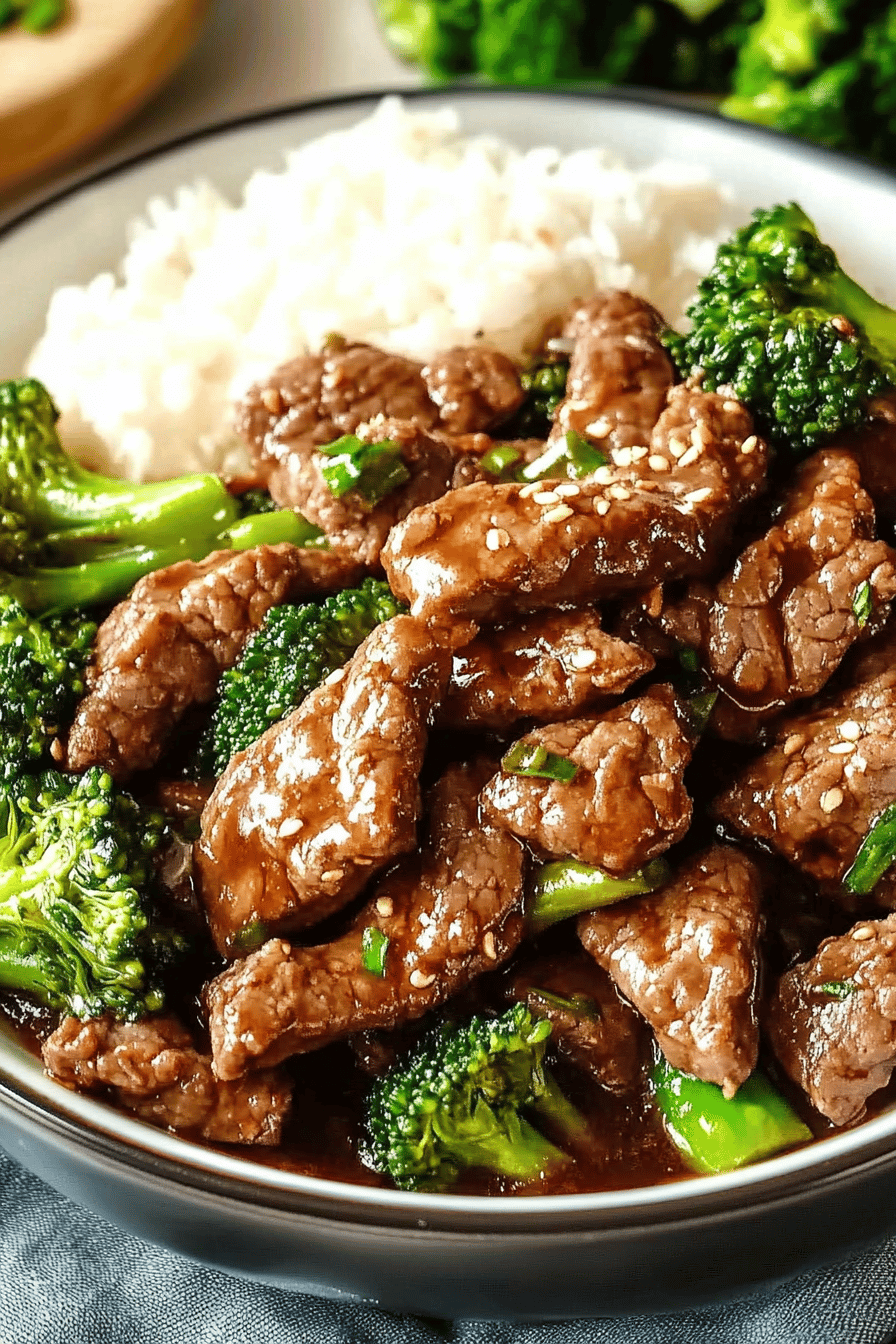 Beef Broccoli Recipe slice on plate showing perfect texture and swirl pattern