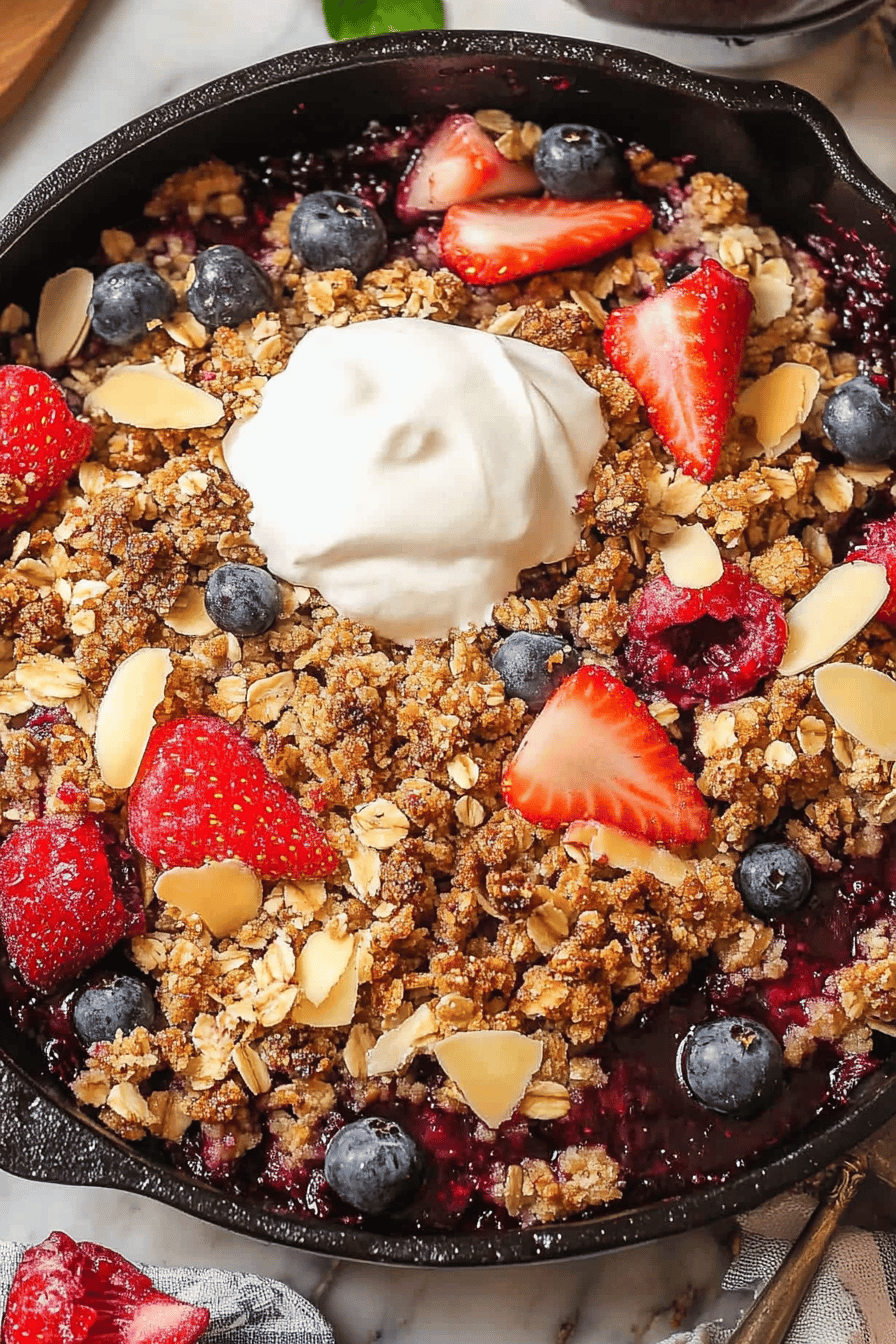 Berry Crisp Recipe ingredients organized and measured on kitchen counter