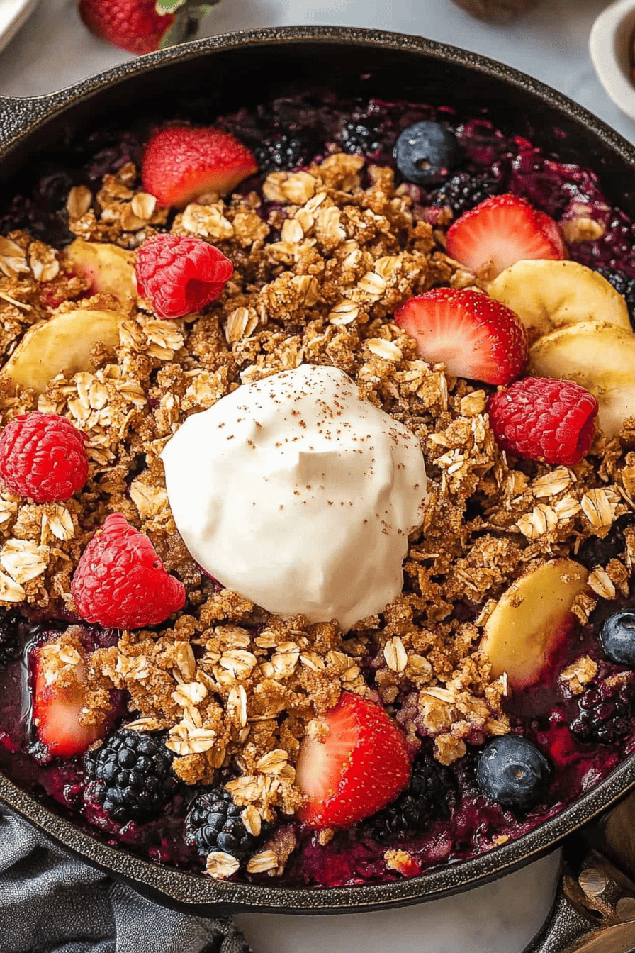 Berry Crisp Recipe slice on plate showing perfect texture and swirl pattern
