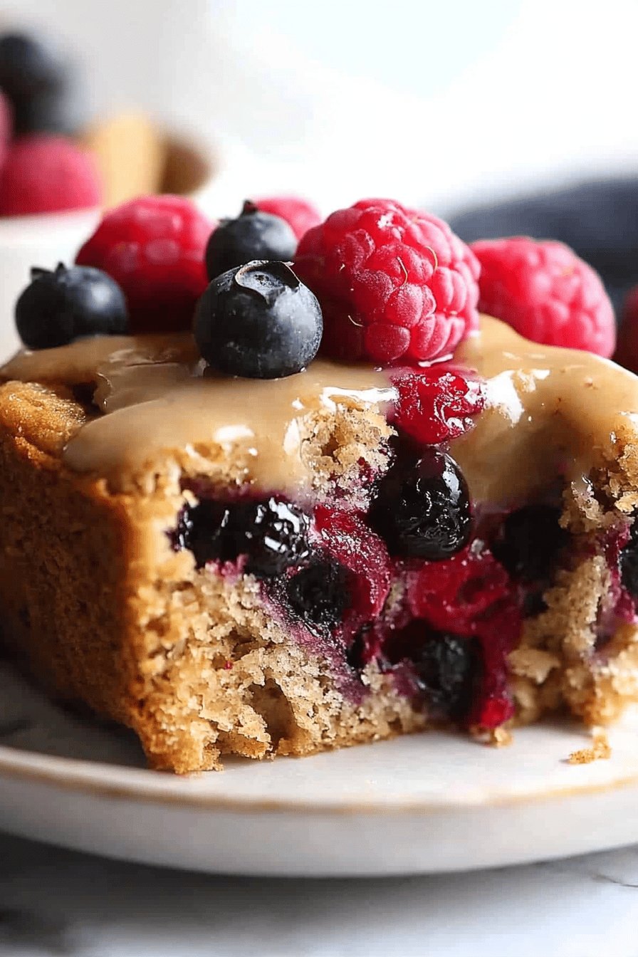 Berry breakfast bread slice on plate showing perfect texture and swirl pattern