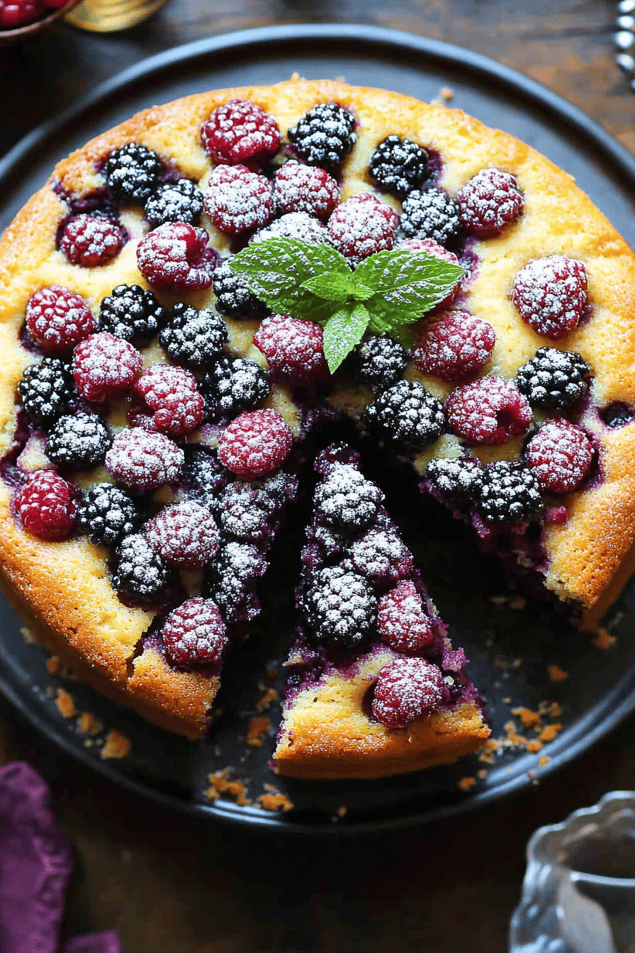 Blackberry Cake Recipe ingredients organized and measured on kitchen counter