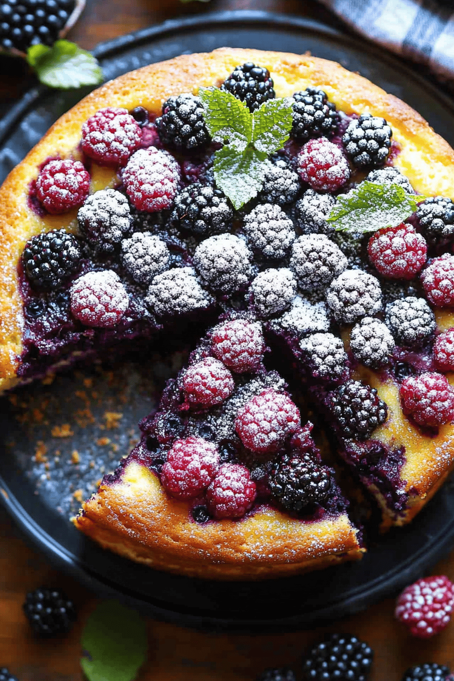 Blackberry Cake Recipe slice on plate showing perfect texture and swirl pattern