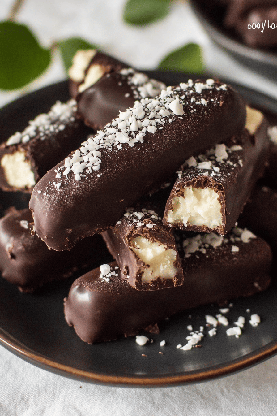 Bounty bars recipe slice on plate showing perfect texture and swirl pattern