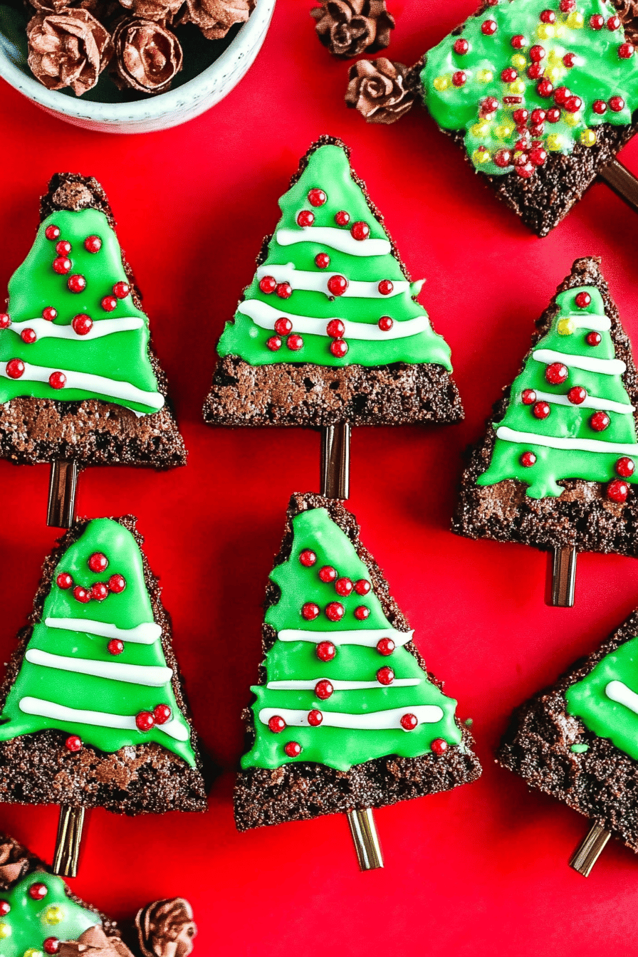 Brownie Christmas Trees slice on plate showing perfect texture and swirl pattern