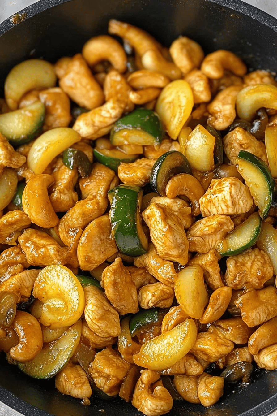 Cashew Chicken Stir-Fry ingredients organized and measured on kitchen counter