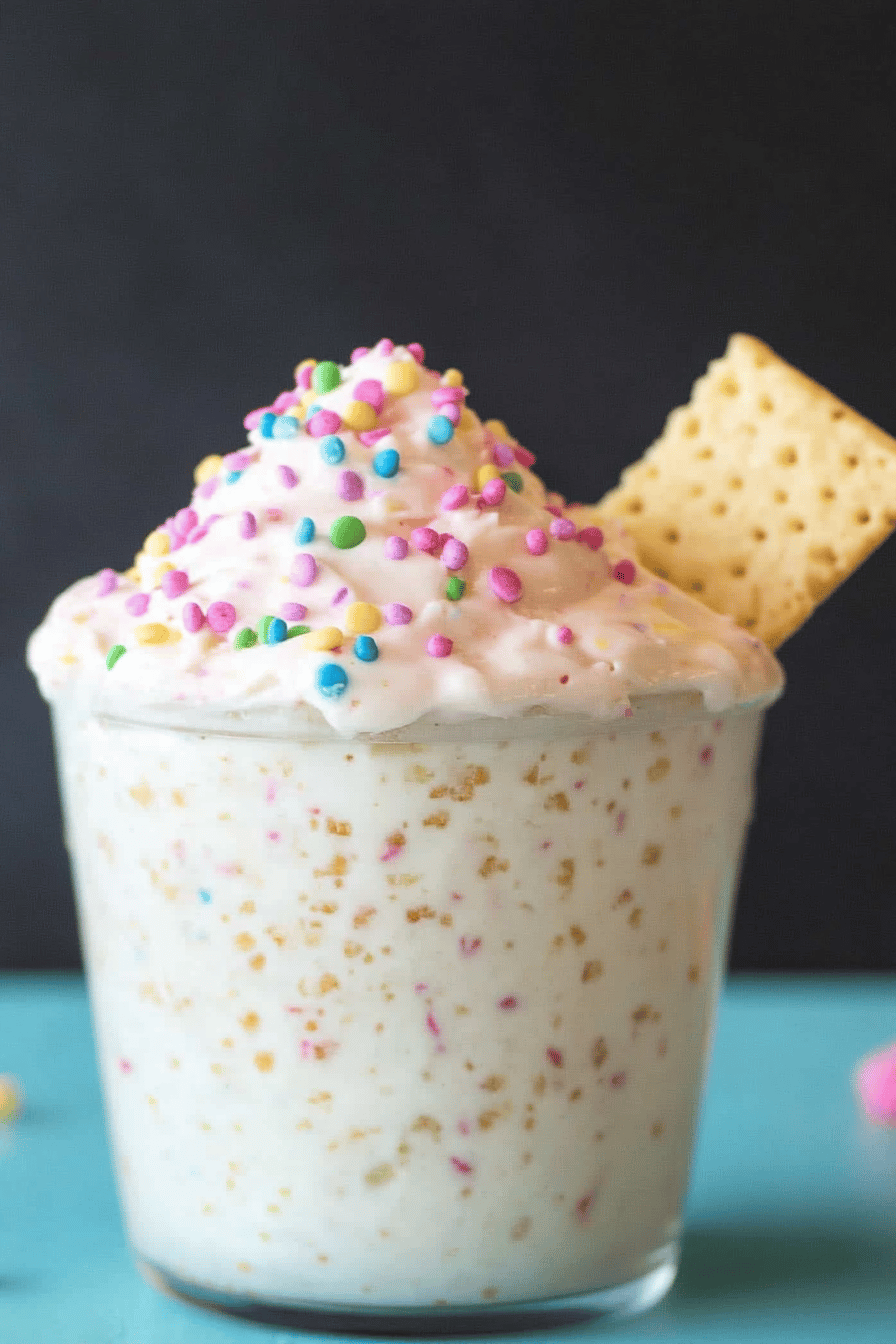 Cheesecake Cake Batter Dip slice on plate showing perfect texture and swirl pattern