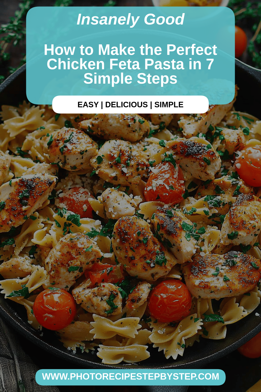 Chicken Feta Pasta Recipe final dish beautifully presented and ready to serve