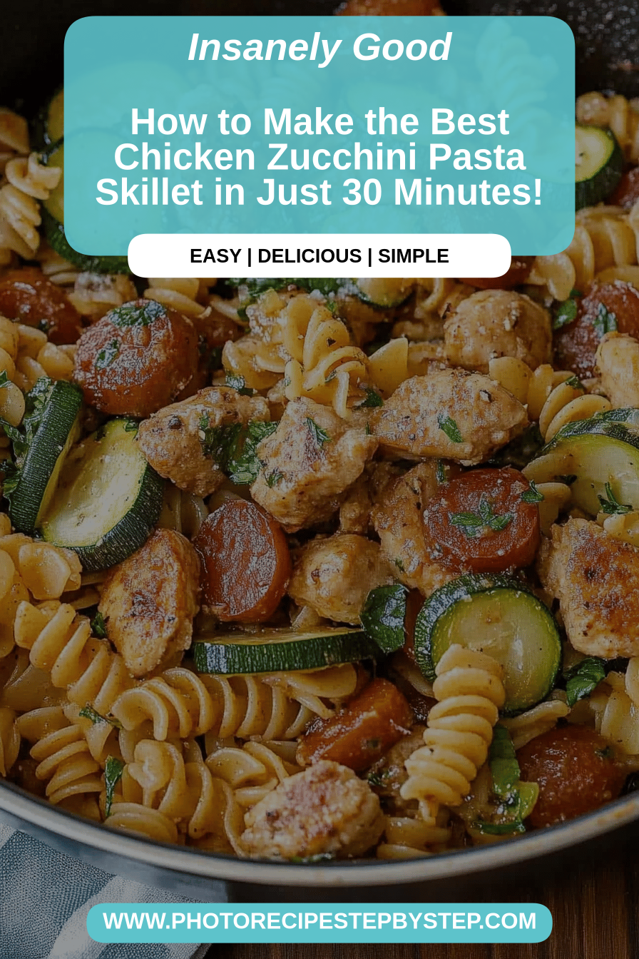 Chicken Zucchini Pasta Skillet final dish beautifully presented and ready to serve