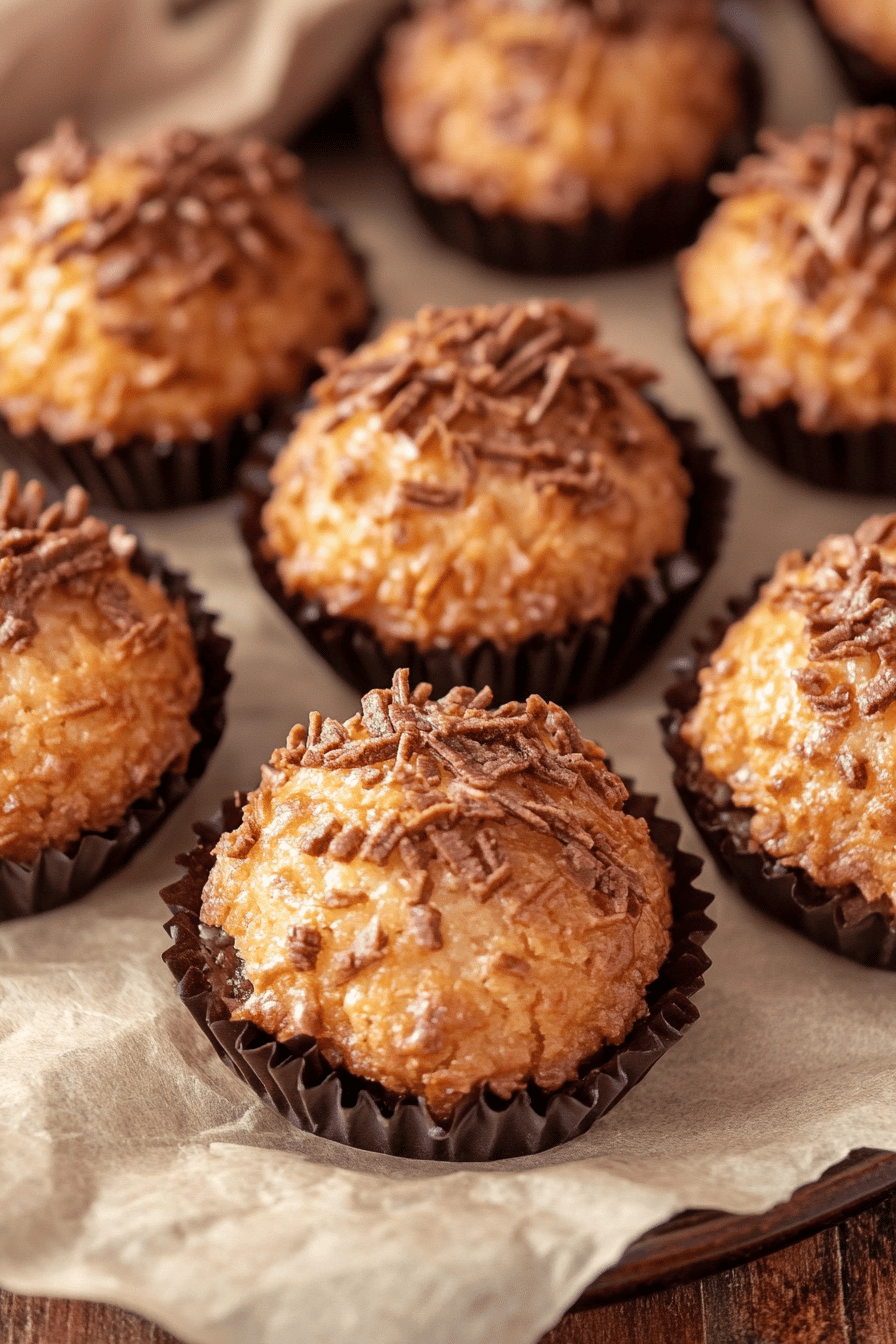 Coconut macaroons slice on plate showing perfect texture and swirl pattern