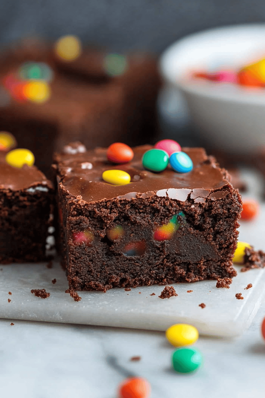 Cosmic Brownies slice on plate showing perfect texture and swirl pattern