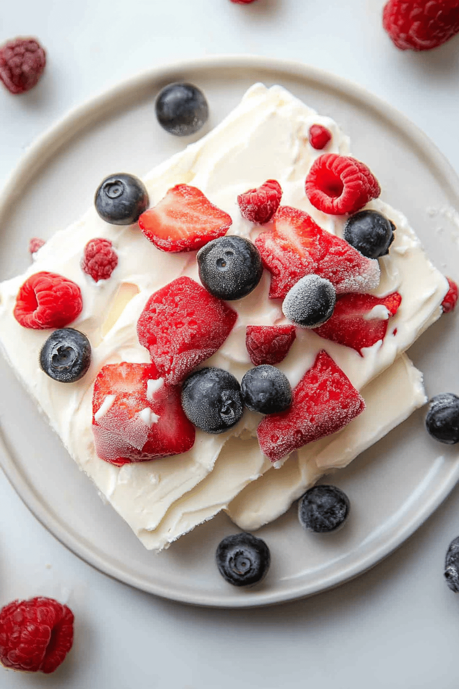 Frozen Yogurt Bark slice on plate showing perfect texture and swirl pattern