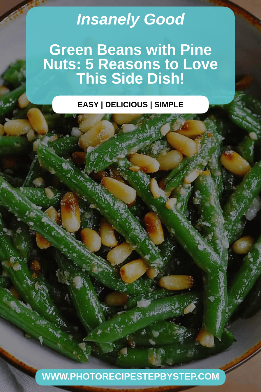 Green Beans Pine Nuts final dish beautifully presented and ready to serve