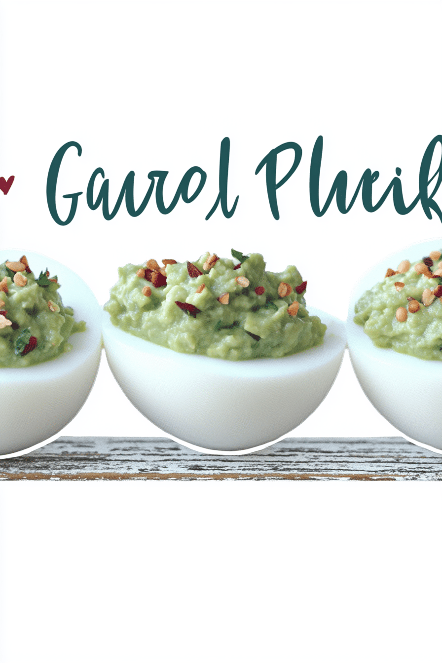 Guacamole Deviled Eggs slice on plate showing perfect texture and swirl pattern